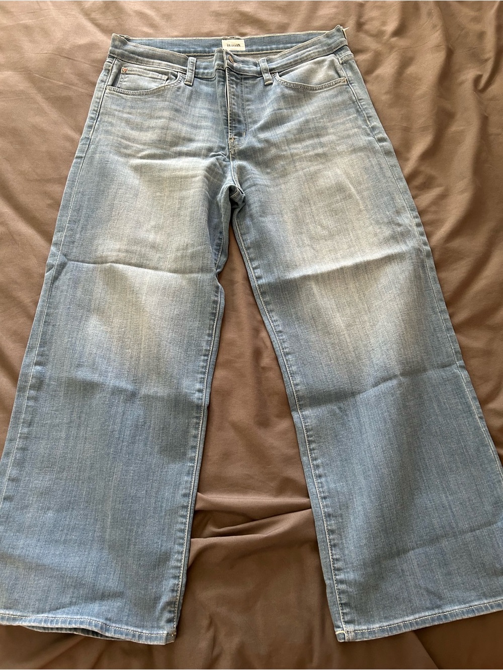 Hudson Jeans Light Blue Cropped Wide-Leg Jeans